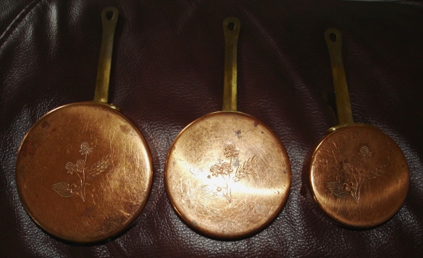antique copper pans